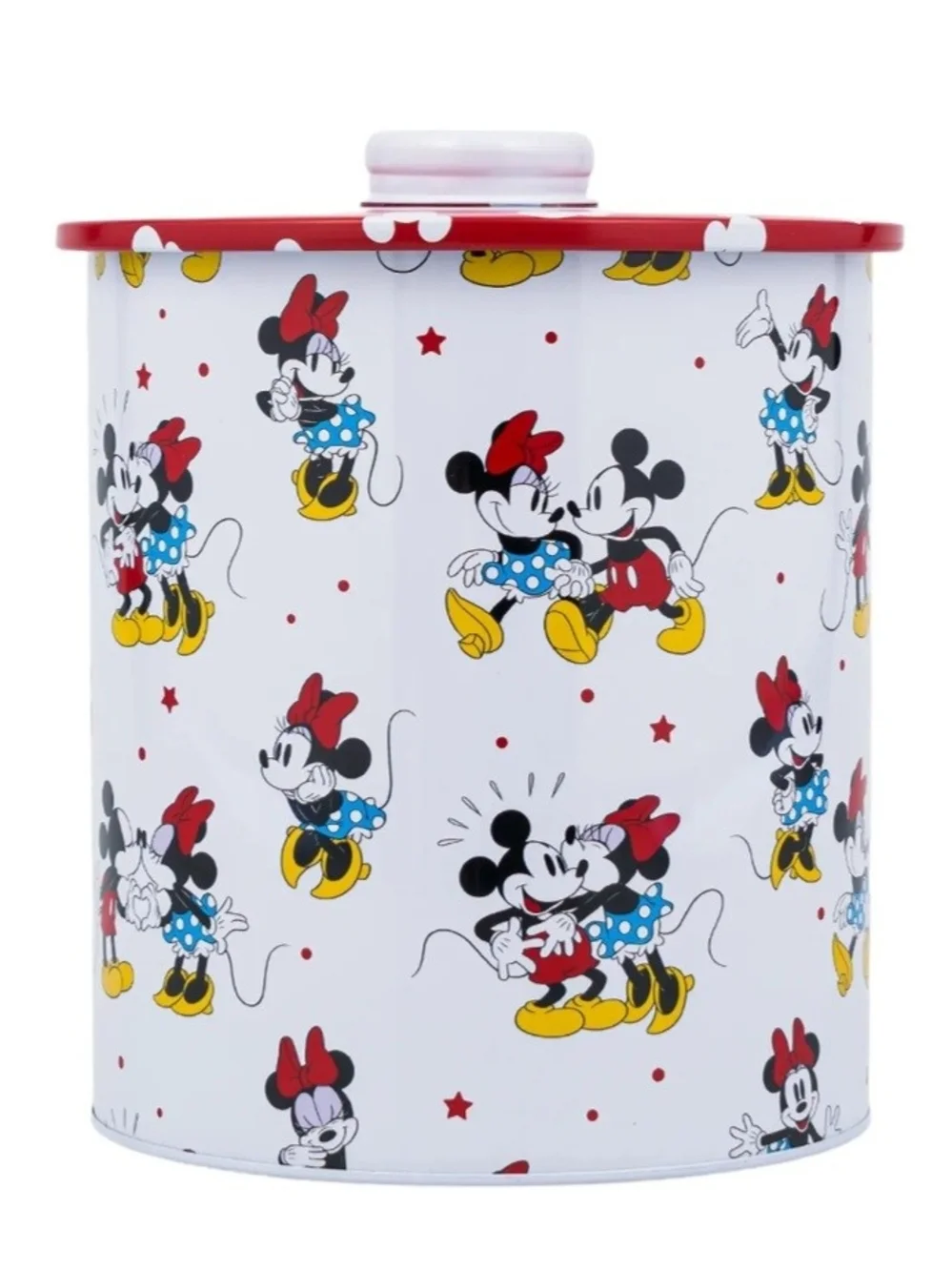Mickey & Minnie Mouse Red & White Cookie Tin with Lid
